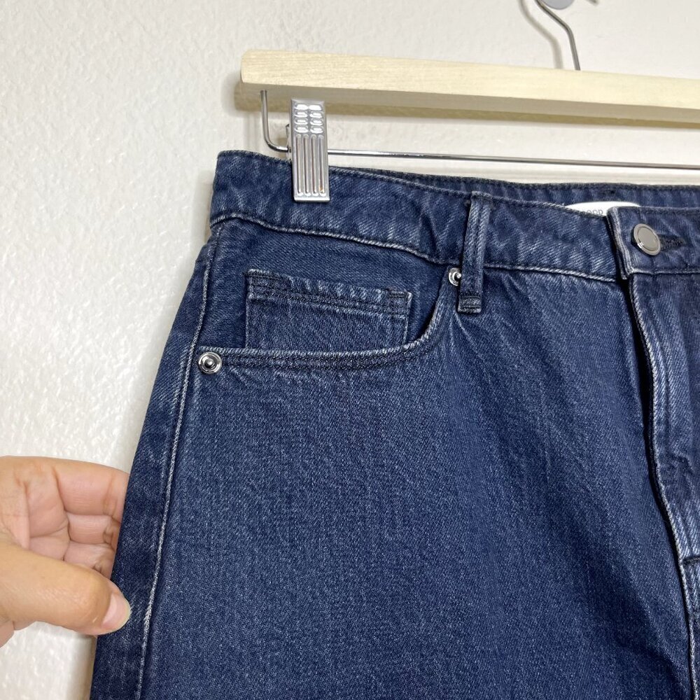 Good American Denim Skirt Sz 6/28 Mini Blue Frayed Hem Miniskirt 100% Cotton NEW - Picture 11 of 14